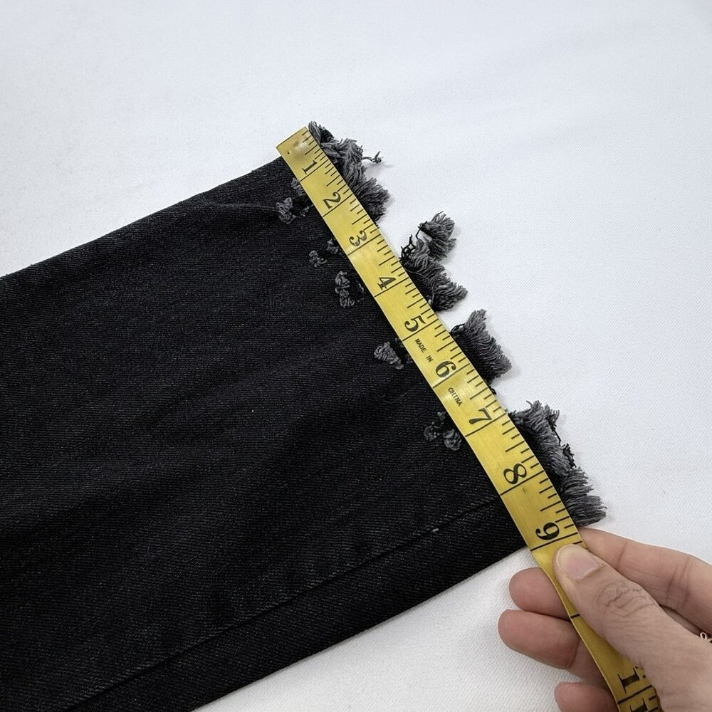 Special A Flare Jeans Women Size 1 W26 Black Distressed Raw Fringe Frayed Boho - Picture 10 of 12